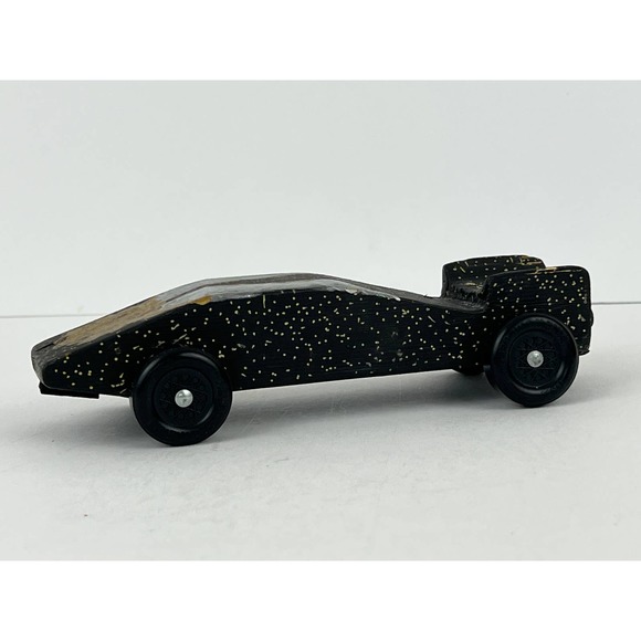 Pinewood Derby Wooden Race Car Black Painted Handmade BSA Cub Scouts VTG - Picture 1 of 13